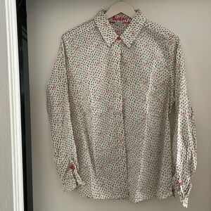Boden button down shirt. Raindrop and umbrella pattern. Size 10.